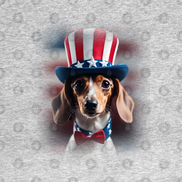 Uncle Sam Patriotic Dachshund Brown by Long-N-Short-Shop